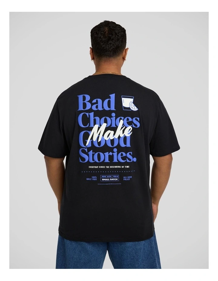 Bad Choices Crew Neck Tee in Black image 1