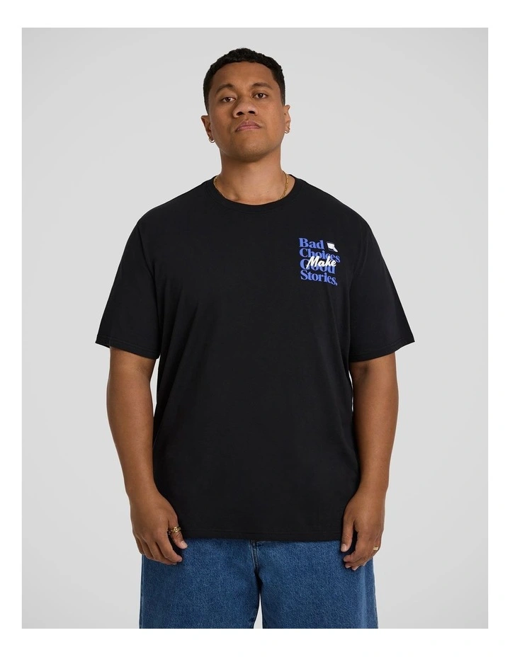 Bad Choices Crew Neck Tee in Black image 2