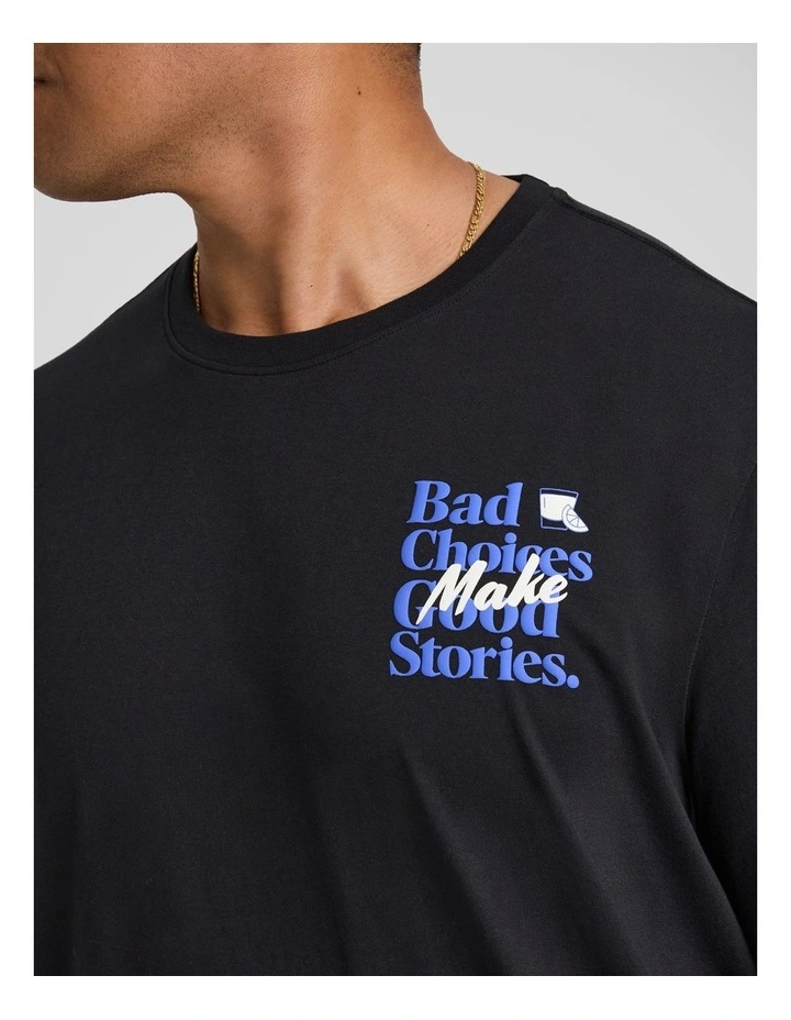 Bad Choices Crew Neck Tee in Black image 3