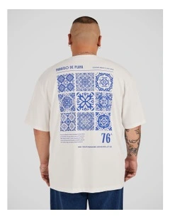 Tile Print Relaxed Tee in White