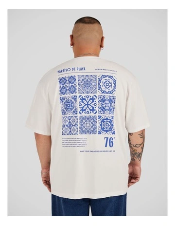 Tile Print Relaxed Tee in White