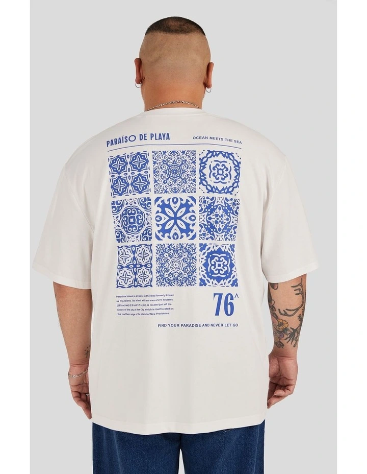 Tile Print Relaxed Tee in White image 1