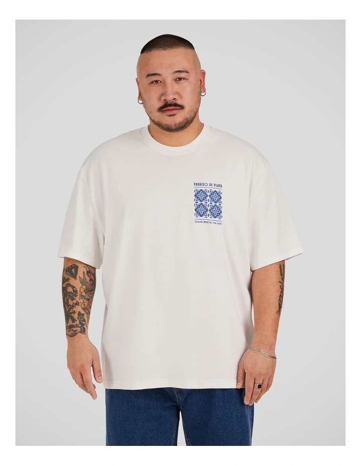 Tile Print Relaxed Tee in White image 2