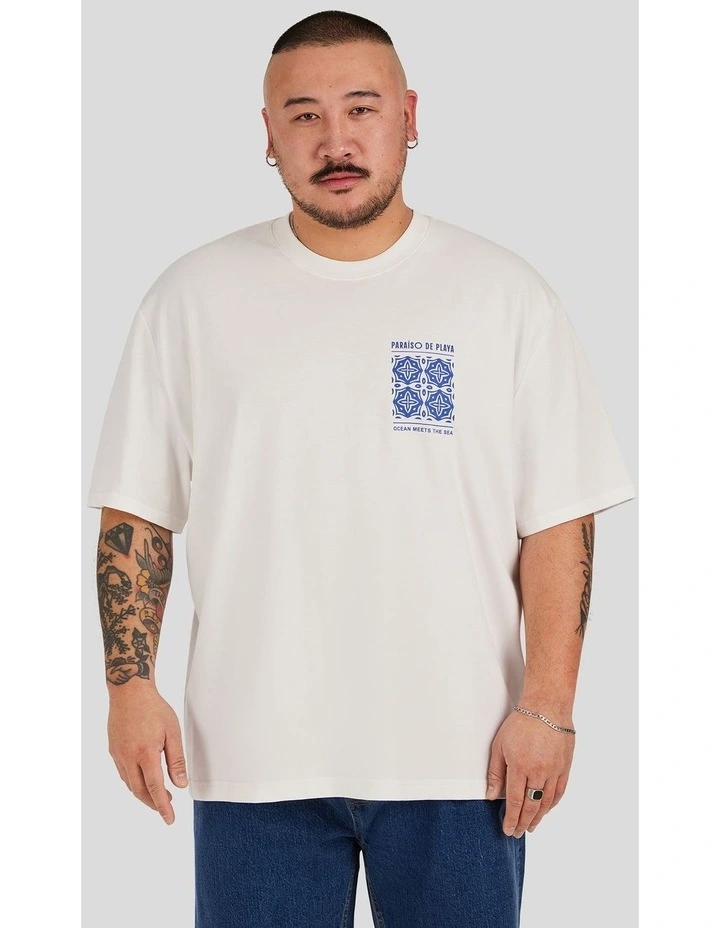 Tile Print Relaxed Tee in White image 2