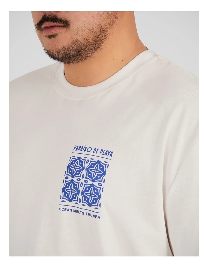 Tile Print Relaxed Tee in White image 3