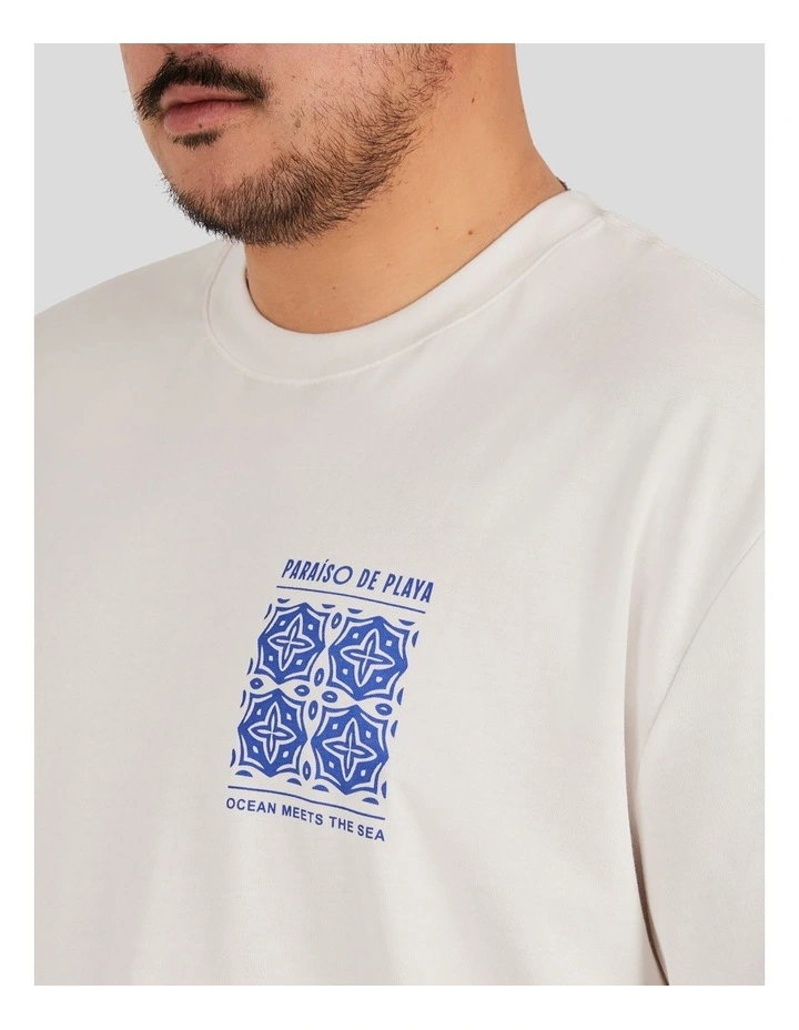 Tile Print Relaxed Tee in White image 3