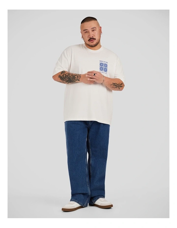 Tile Print Relaxed Tee in White image 4