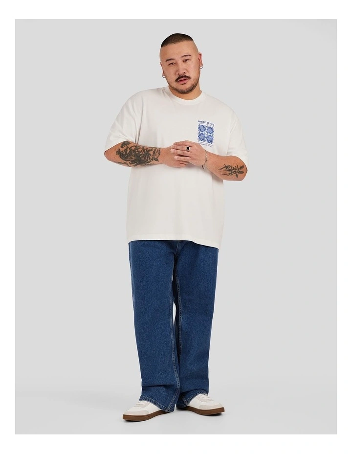 Tile Print Relaxed Tee in White image 4