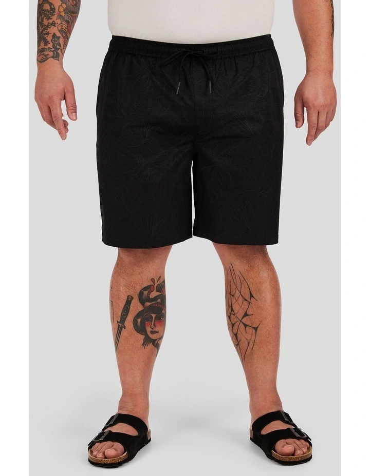 Keyline Seersucker Swim Short in Black image 1