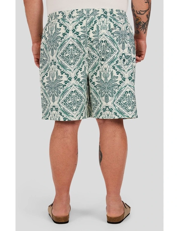 Diamond Print Swim Short in Ecru image 2