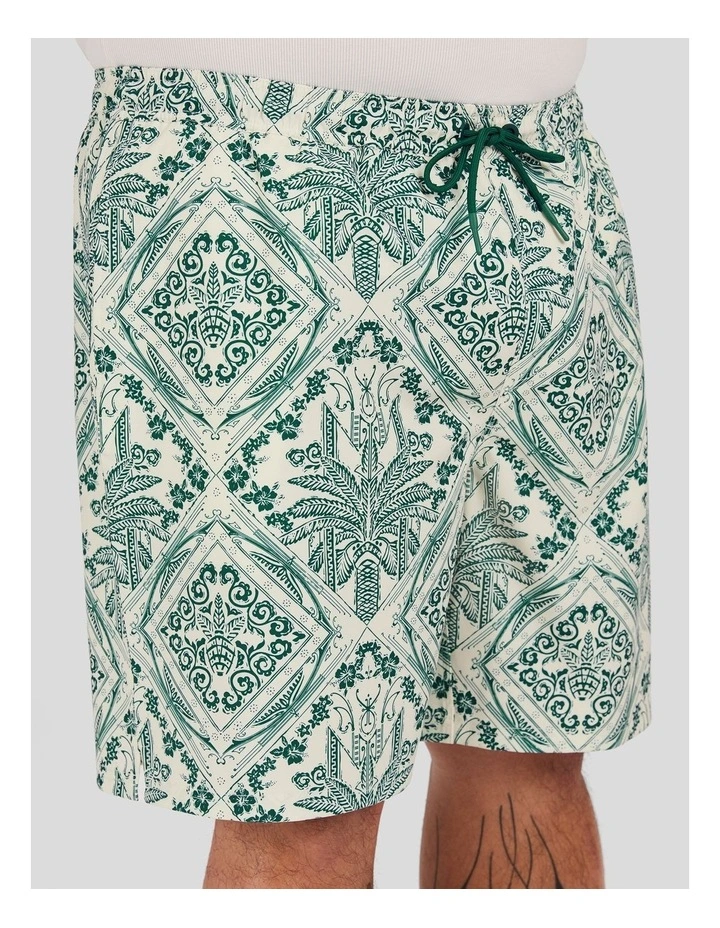 Diamond Print Swim Short in Ecru image 3