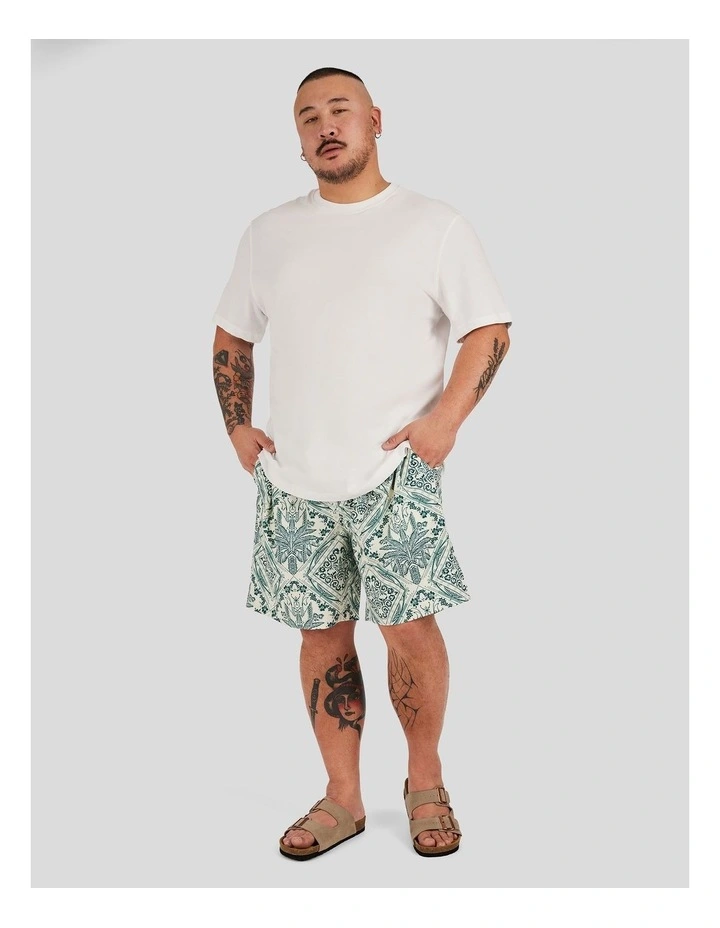 Diamond Print Swim Short in Ecru image 4