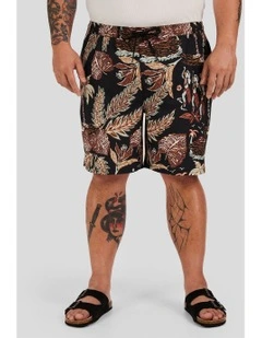 Island Life Print Swim Short in Black