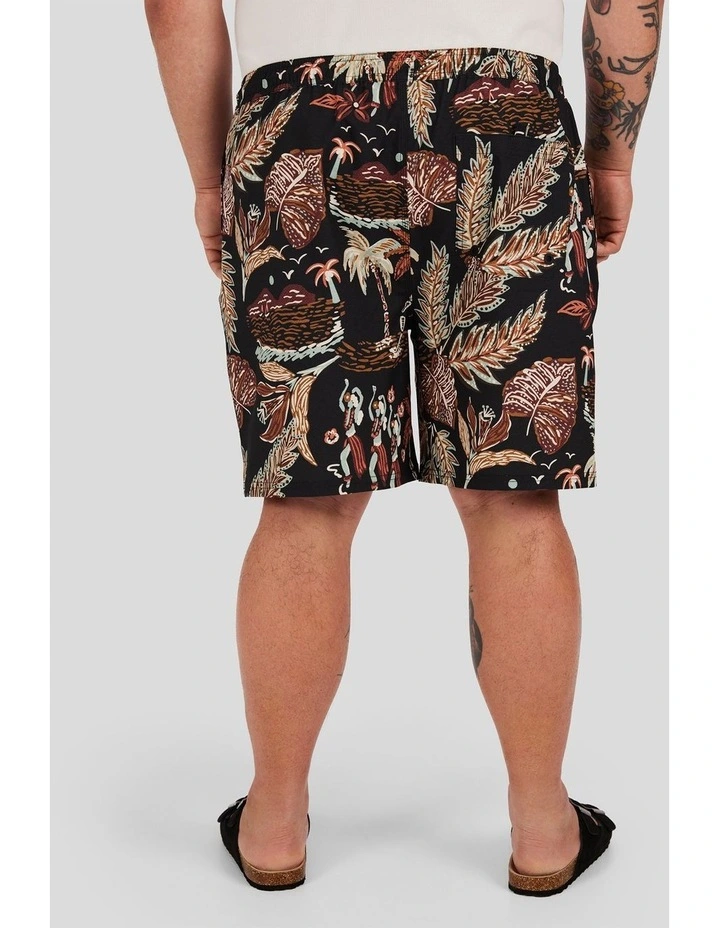 Island Life Print Swim Short in Black image 2