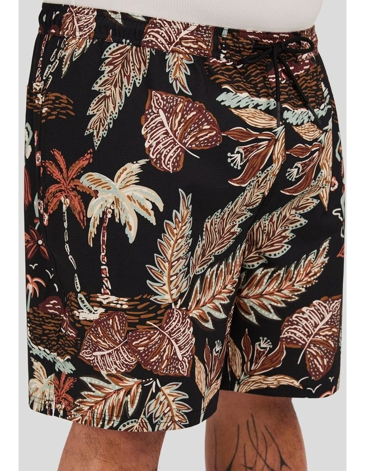 Island Life Print Swim Short in Black image 3