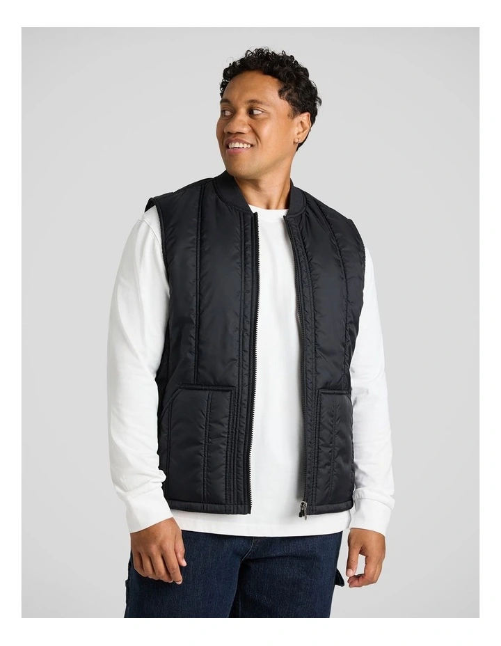 Panel Zip Thru Vest in Black image 1