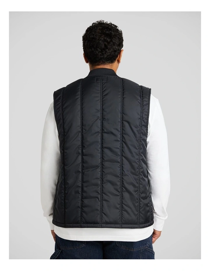 Panel Zip Thru Vest in Black image 2