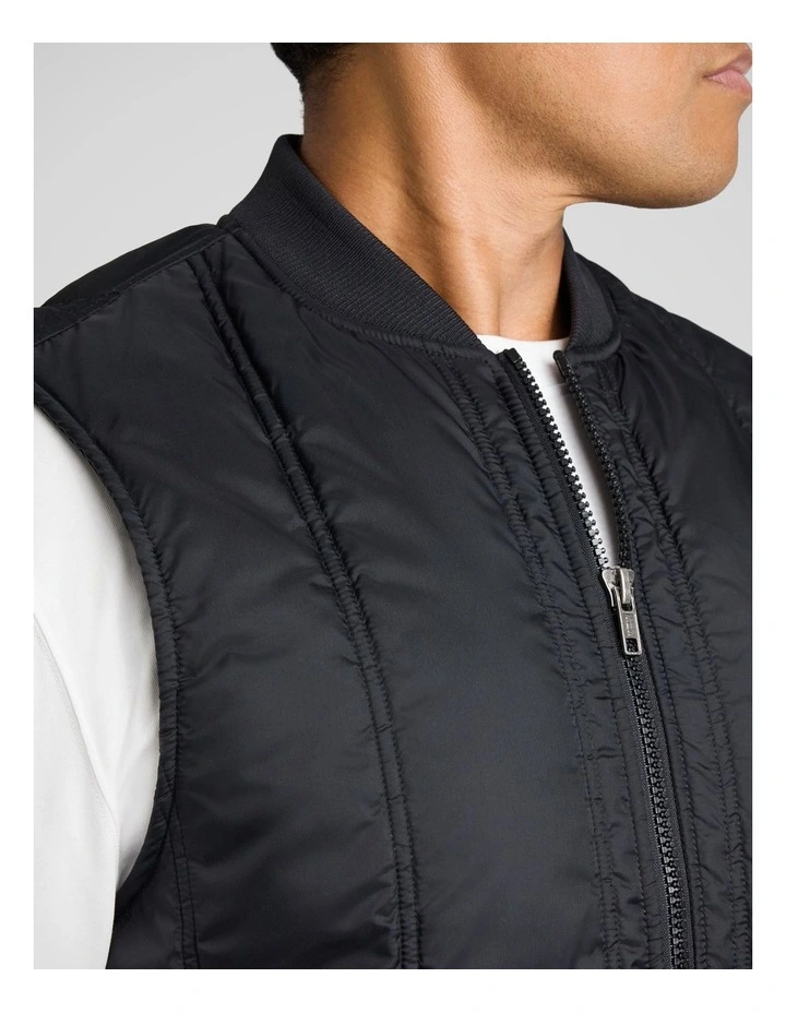 Panel Zip Thru Vest in Black image 3