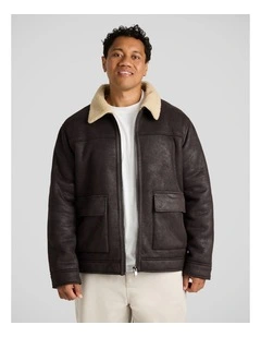 Bomber Sherpa Jacket in Chocolate