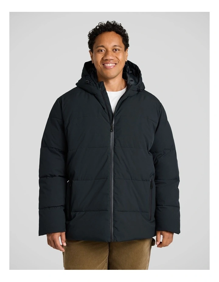 Quilted Puffer Jacket in Black image 1