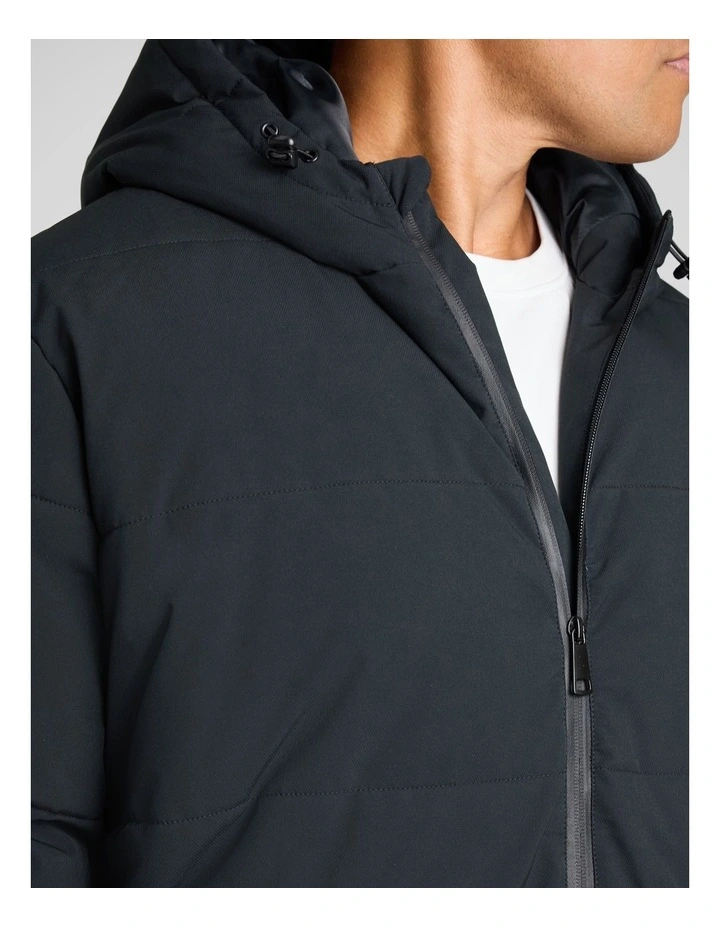 Quilted Puffer Jacket in Black image 2