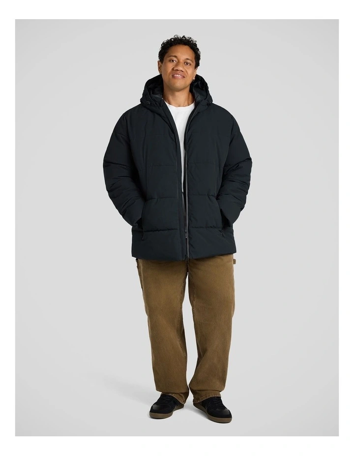 Quilted Puffer Jacket in Black image 4