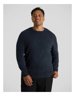 Essential Crew Neck Sweater in Navy Marle