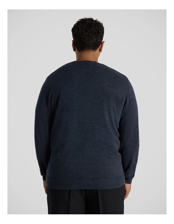 Essential Crew Neck Sweater in Navy Marle image 2
