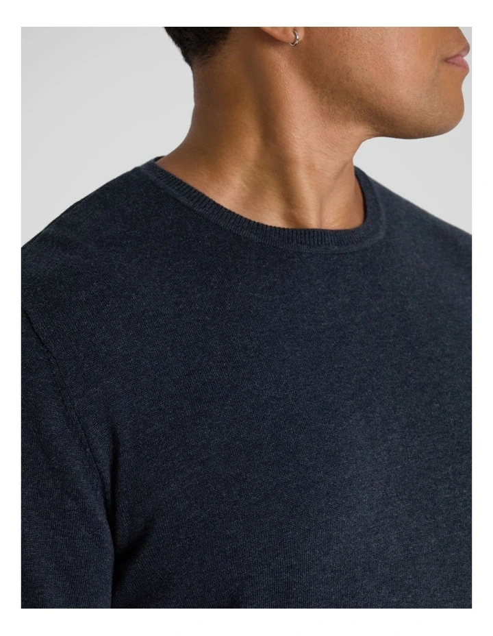 Essential Crew Neck Sweater in Navy Marle image 3