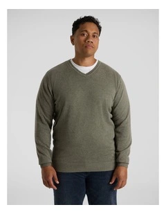 Essential V-Neck Sweater in Green Marle