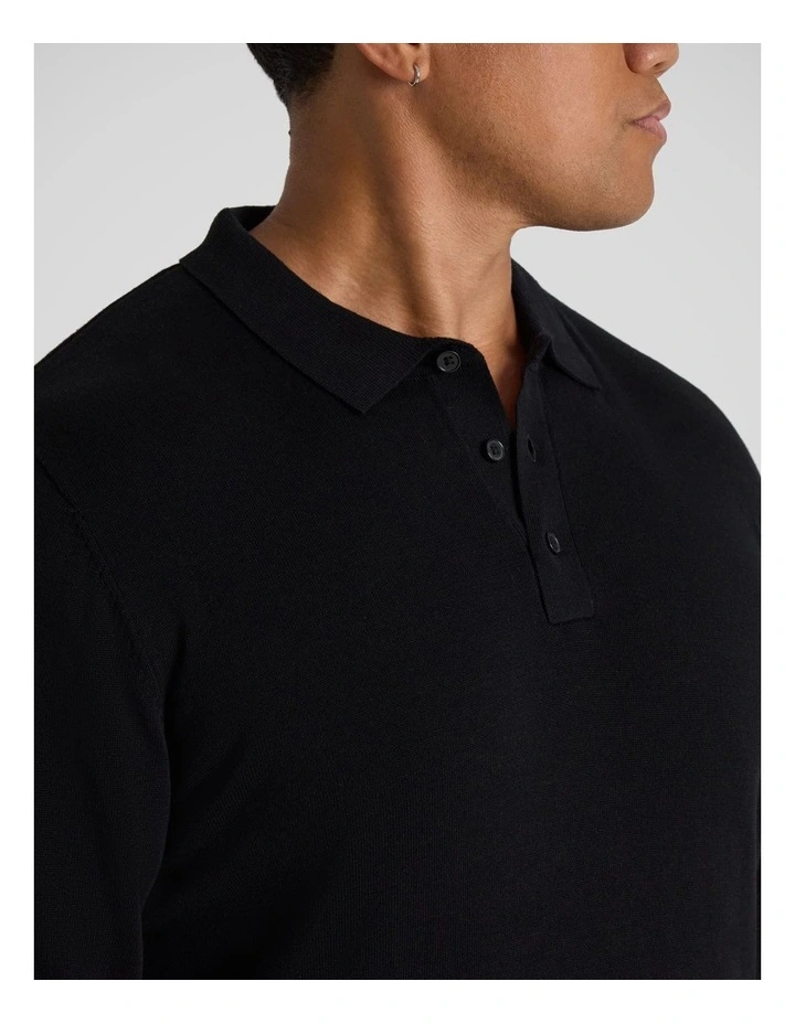 Everyday Polo Sweater in Black image 3