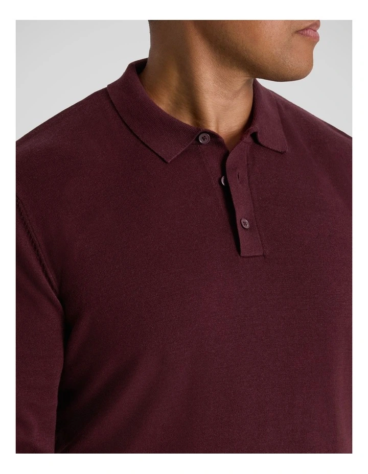 Everyday Polo Sweater in Burgundy image 3