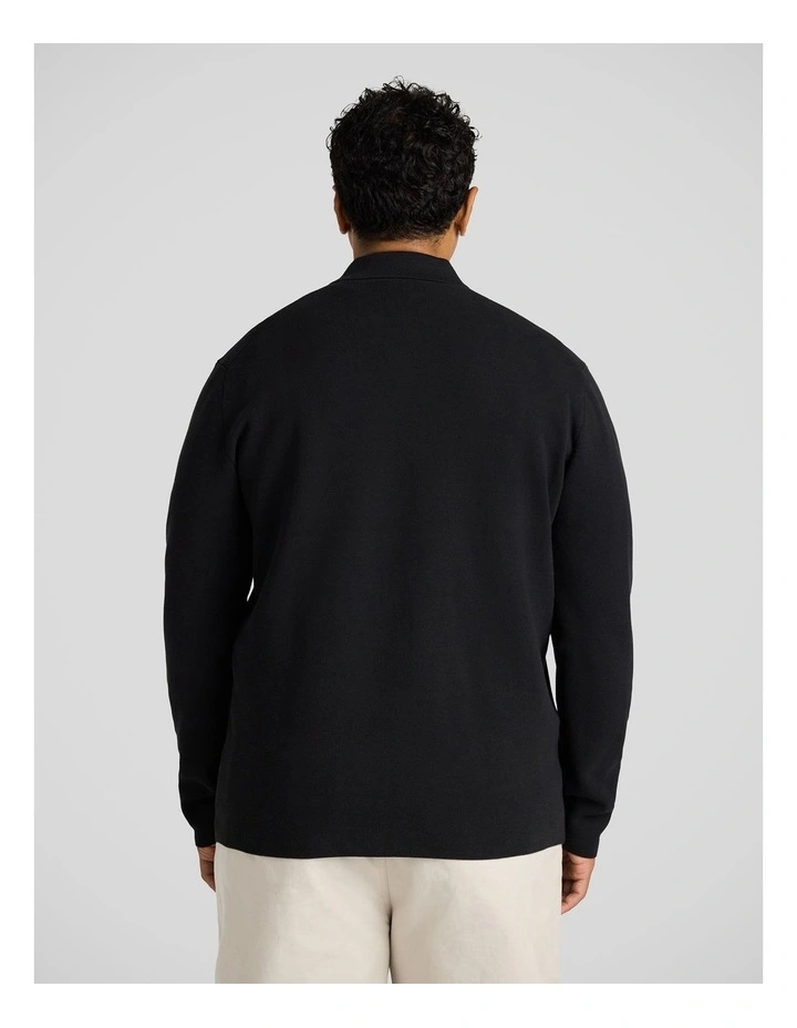 Sven 1/4 Zip Polo Sweater in Black image 2