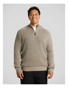 Dempsey 1/4 Zip Sweater in Mushroom