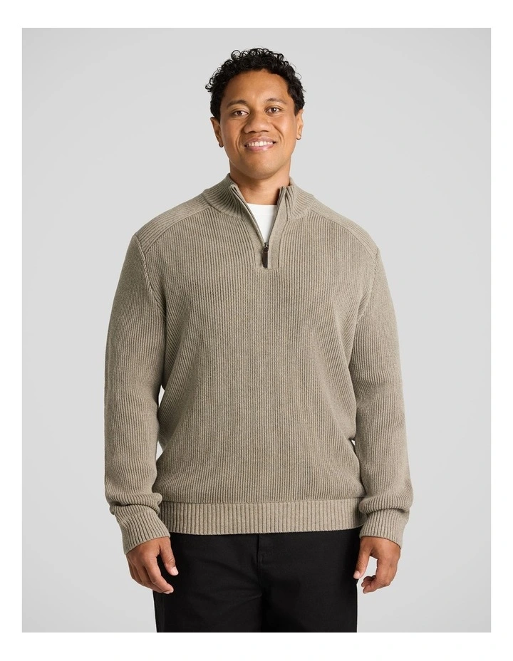 Dempsey 1/4 Zip Sweater in Mushroom image 1
