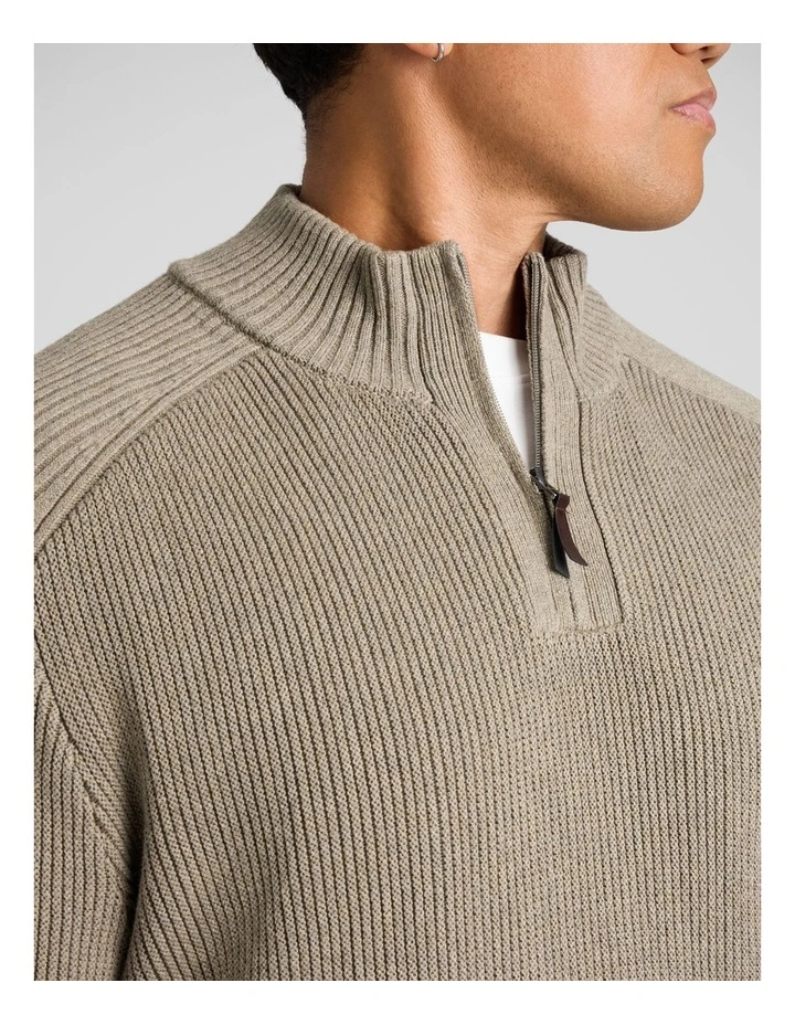 Dempsey 1/4 Zip Sweater in Mushroom image 3