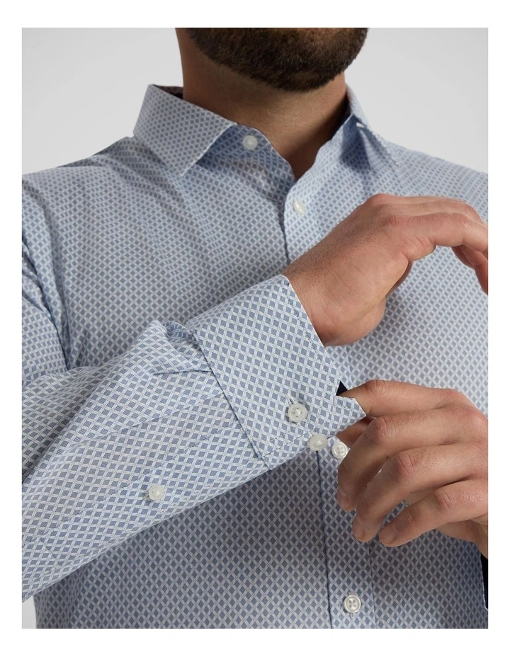 Ethan Micro Print Shirt in Blue image 5
