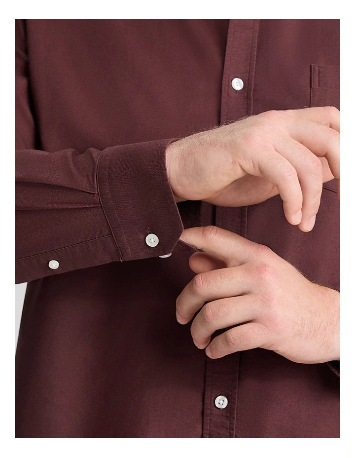 Classic Oxford Shirt in Burgundy image 5