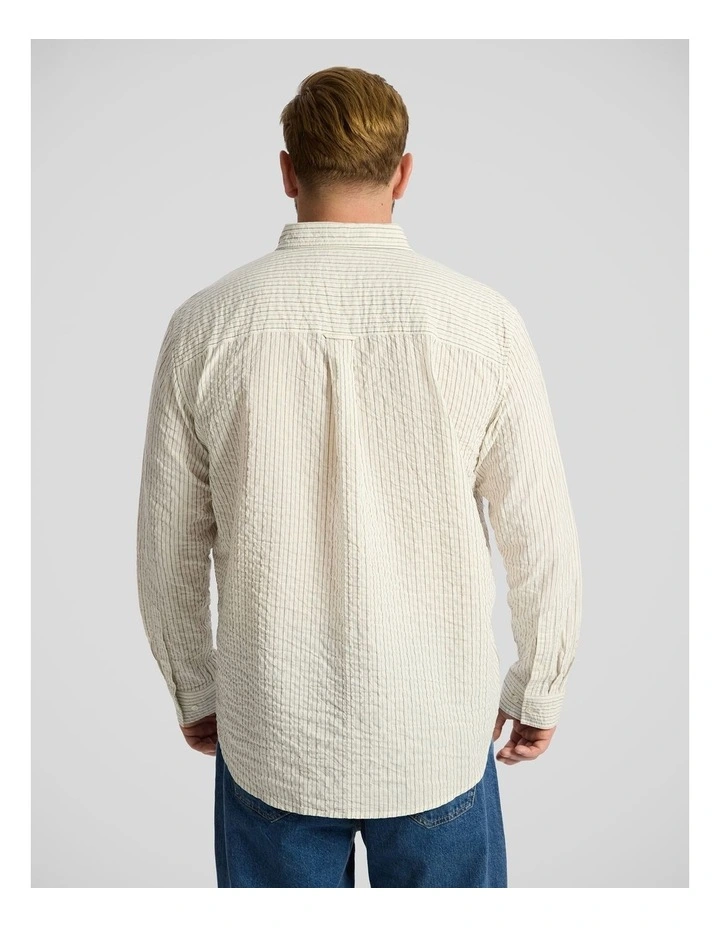 Ollie Relaxed Stripe Shirt in Cream image 2