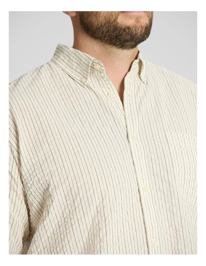 Ollie Relaxed Stripe Shirt in Cream image 3