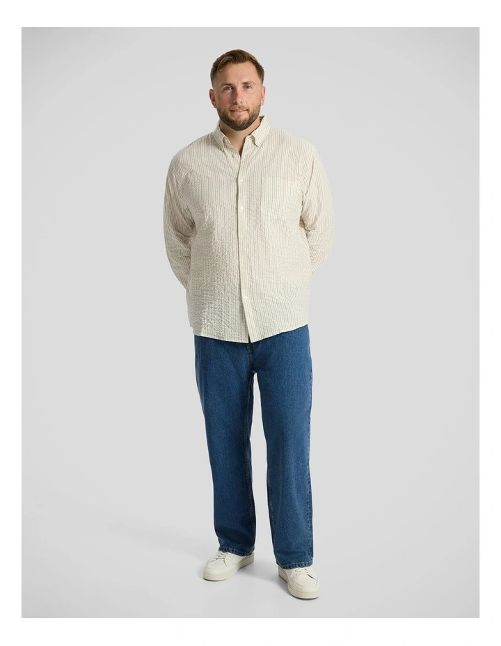Ollie Relaxed Stripe Shirt in Cream image 4