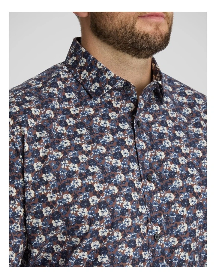 Maddox Floral Shirt in Chocolate image 3