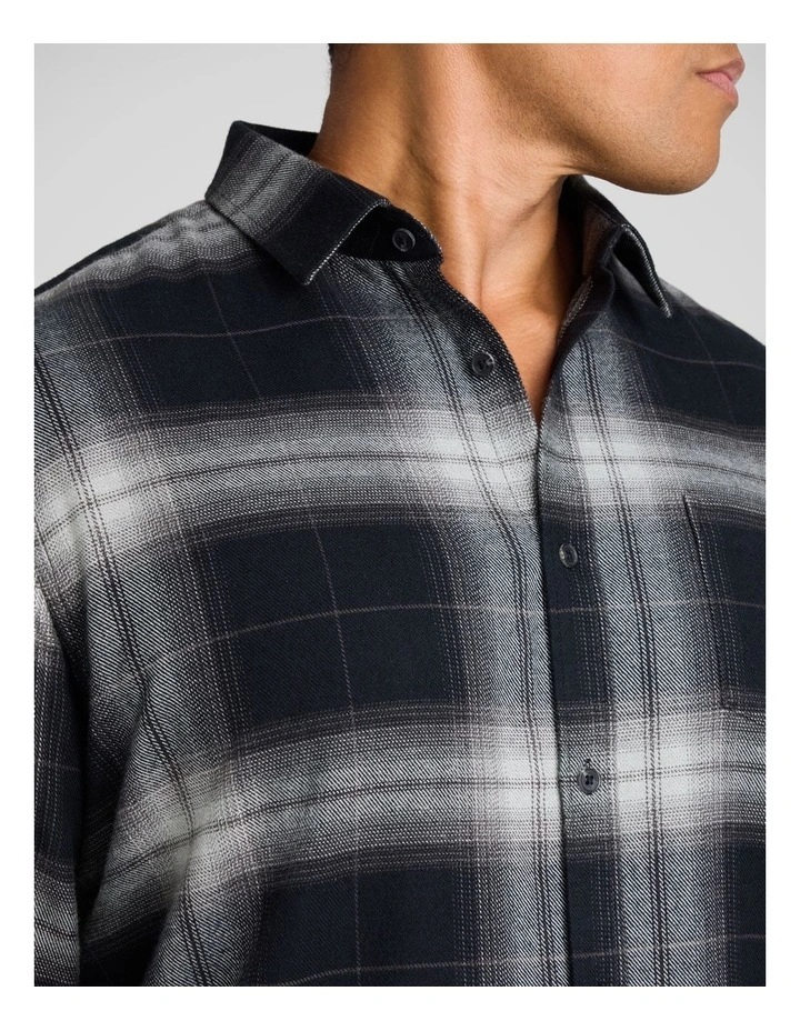 Jonas Flannel Check Shirt in Black image 3