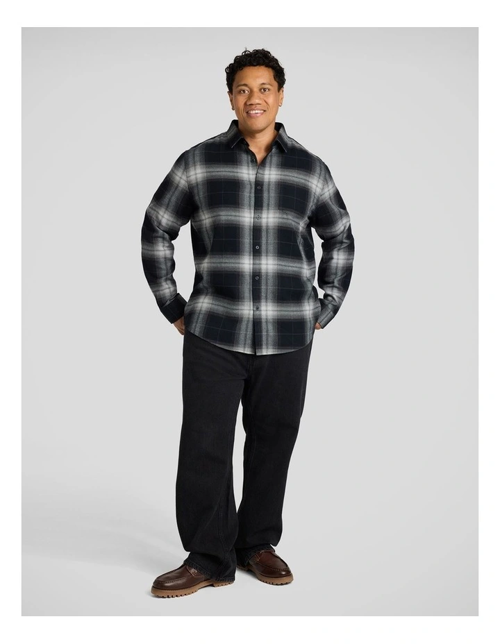 Jonas Flannel Check Shirt in Black image 4