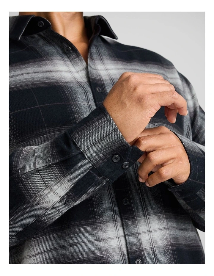 Jonas Flannel Check Shirt in Black image 5