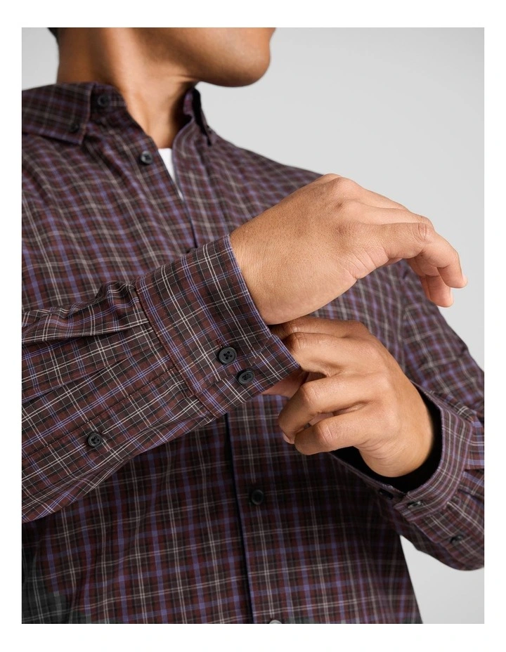 Magnus Check Shirt in Burgundy image 5