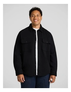 Twill Comfort Overshirt in Black