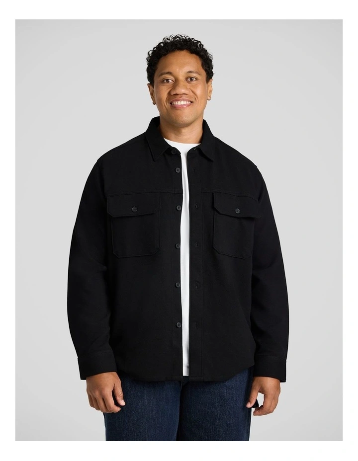 Twill Comfort Overshirt in Black image 1