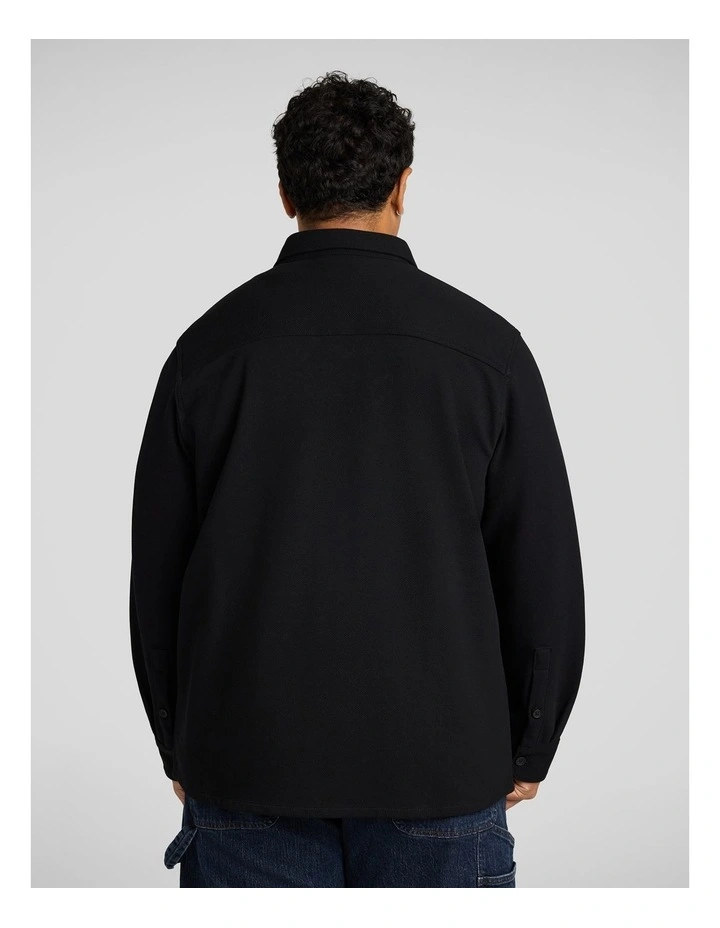 Twill Comfort Overshirt in Black image 2