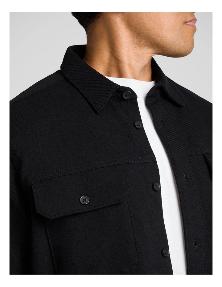 Twill Comfort Overshirt in Black image 3